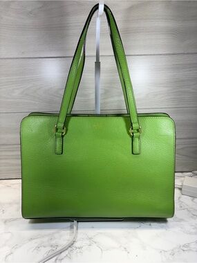 Frances Valentine Lime Green Pebbled Leather Tote